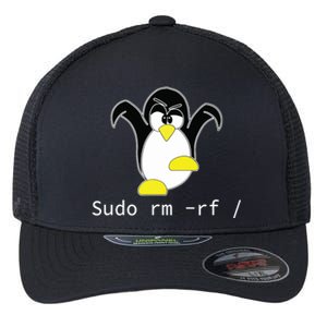 Tux Linux Penguin Sudo Rm Rf Programmer Developer Hacker Flexfit Unipanel Trucker Cap