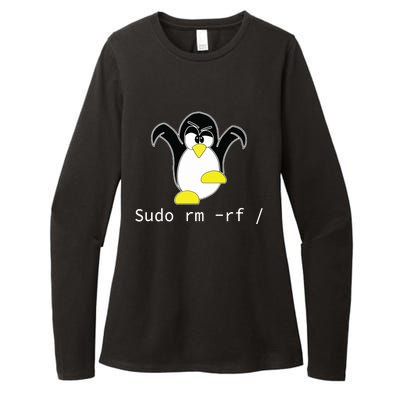 Tux Linux Penguin Sudo Rm Rf Programmer Developer Hacker Womens CVC Long Sleeve Shirt