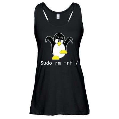 Tux Linux Penguin Sudo Rm Rf Programmer Developer Hacker Ladies Essential Flowy Tank
