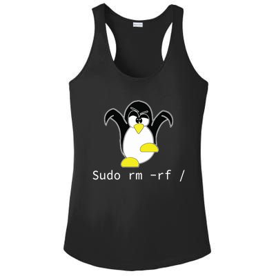 Tux Linux Penguin Sudo Rm Rf Programmer Developer Hacker Ladies PosiCharge Competitor Racerback Tank