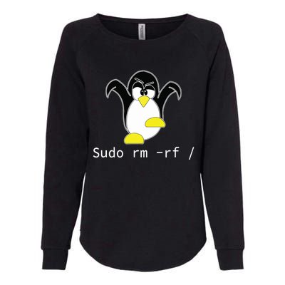 Tux Linux Penguin Sudo Rm Rf Programmer Developer Hacker Womens California Wash Sweatshirt