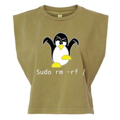 Tux Linux Penguin Sudo Rm Rf Programmer Developer Hacker Garment-Dyed Women's Muscle Tee