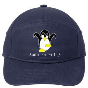 Tux Linux Penguin Sudo Rm Rf Programmer Developer Hacker 7-Panel Snapback Hat