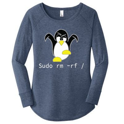 Tux Linux Penguin Sudo Rm Rf Programmer Developer Hacker Women's Perfect Tri Tunic Long Sleeve Shirt