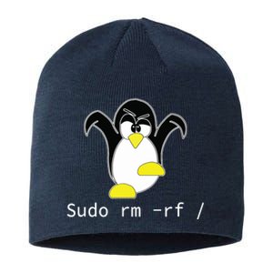 Tux Linux Penguin Sudo Rm Rf Programmer Developer Hacker Sustainable Beanie