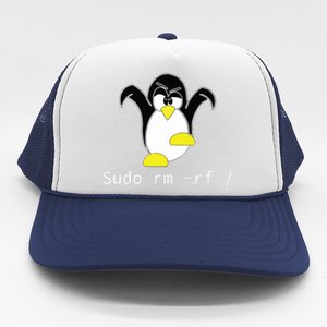 Tux Linux Penguin Sudo Rm Rf Programmer Developer Hacker Trucker Hat