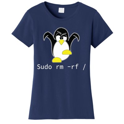 Tux Linux Penguin Sudo Rm Rf Programmer Developer Hacker Women's T-Shirt