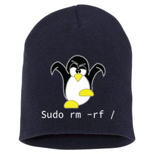 Tux Linux Penguin Sudo Rm Rf Programmer Developer Hacker Short Acrylic Beanie