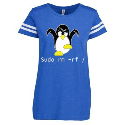 Tux Linux Penguin Sudo Rm Rf Programmer Developer Hacker Enza Ladies Jersey Football T-Shirt