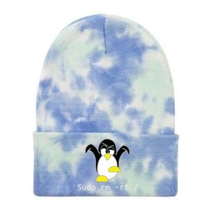 Tux Linux Penguin Sudo Rm Rf Programmer Developer Hacker Tie Dye 12in Knit Beanie