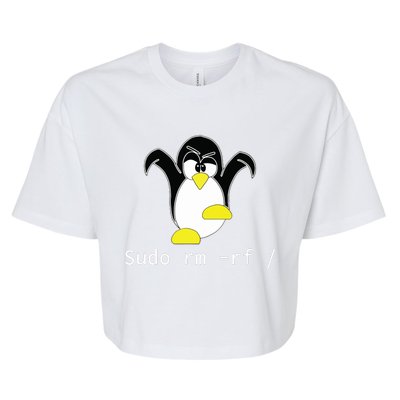 Tux Linux Penguin Sudo Rm Rf Programmer Developer Hacker Bella+Canvas Jersey Crop Tee