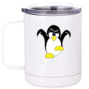 Tux Linux Penguin Sudo Rm Rf Programmer Developer Hacker 12 oz Stainless Steel Tumbler Cup