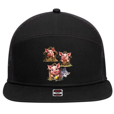 Three Little Pigs - Costume For   Adults Women 7 Panel Mesh Trucker Snapback Hat