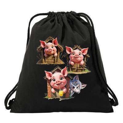 Three Little Pigs - Costume For   Adults Women Drawstring Bag