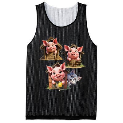 Three Little Pigs - Costume For   Adults Women Mesh Reversible Basketball Jersey Tank