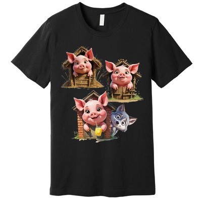 Three Little Pigs - Costume For   Adults Women Premium T-Shirt