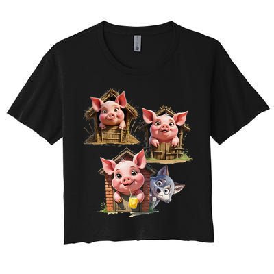 Three Little Pigs - Costume For   Adults Women Women's Crop Top Tee