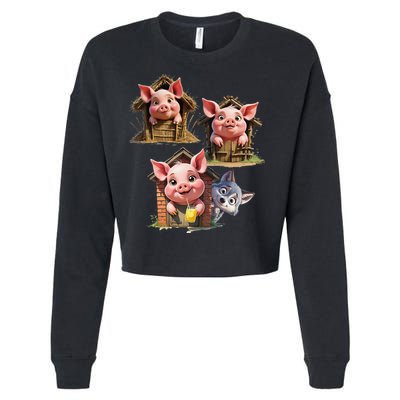 Three Little Pigs - Costume For   Adults Women Cropped Pullover Crew