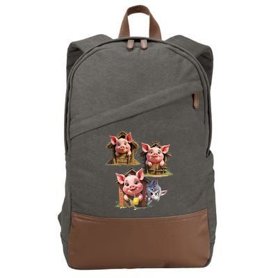 Three Little Pigs - Costume For   Adults Women Cotton Canvas Backpack