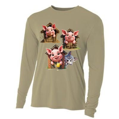 Three Little Pigs - Costume For   Adults Women Cooling Performance Long Sleeve Crew
