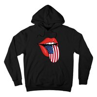 Tongue Lips Patriotic American Flag 4th Of July Hoodie