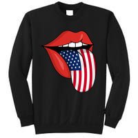 Tongue Lips Patriotic American Flag 4th Of July Sweatshirt