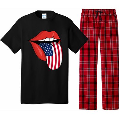 Tongue Lips Patriotic American Flag 4th Of July Pajama Set