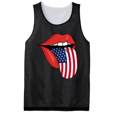 Tongue Lips Patriotic American Flag 4th Of July Mesh Reversible Basketball Jersey Tank