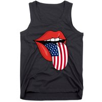 Tongue Lips Patriotic American Flag 4th Of July Tank Top