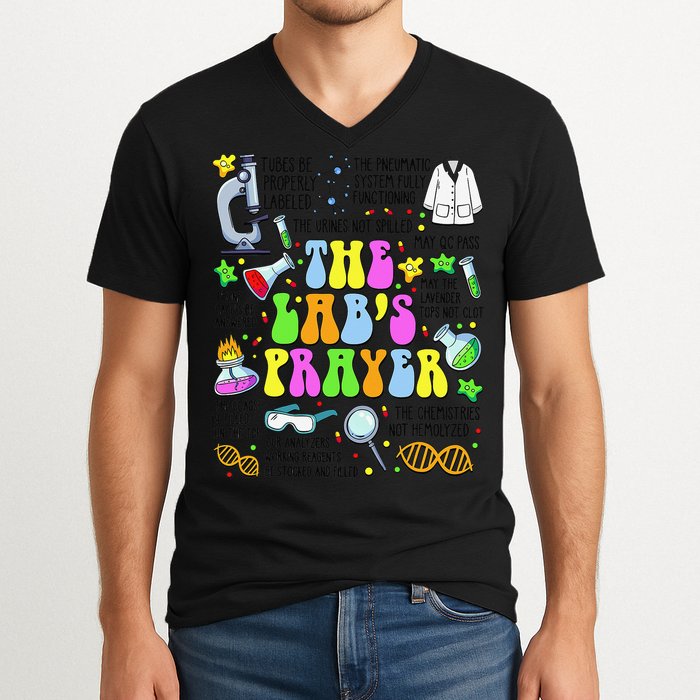 The Labs Prayer Lab Week 2025 Laboratory MLS MLT Scientist Gift V-Neck T-Shirt