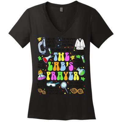 The Labs Prayer Lab Week 2025 Laboratory MLS MLT Scientist Gift Women's V-Neck T-Shirt