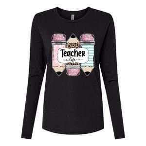 Teacher Life Pencil Back To School Womens Cotton Relaxed Long Sleeve T-Shirt