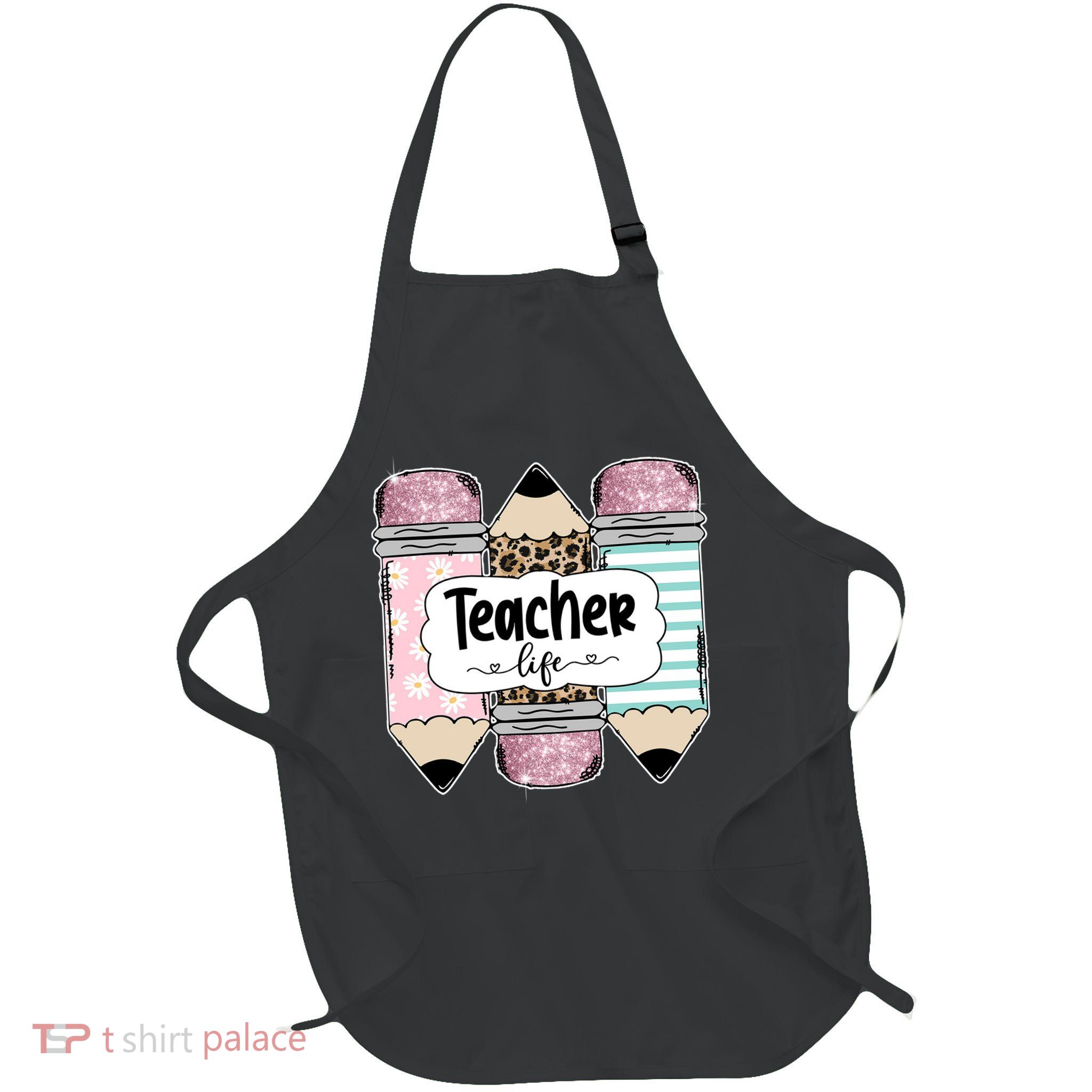 Teacher Life Pencil Back To School Full-Length Apron With Pockets
