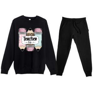 Teacher Life Pencil Back To School Premium Crewneck Sweatsuit Set