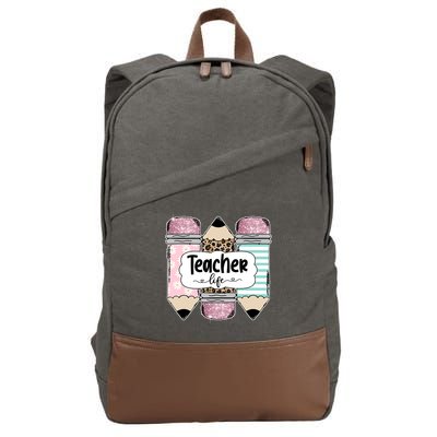 Teacher Life Pencil Back To School Cotton Canvas Backpack