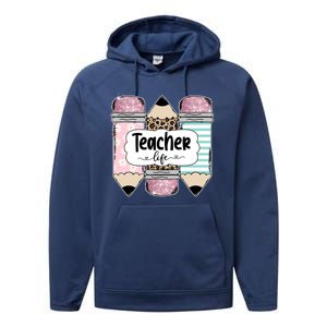 Teacher Life Pencil Back To School Performance Fleece Hoodie