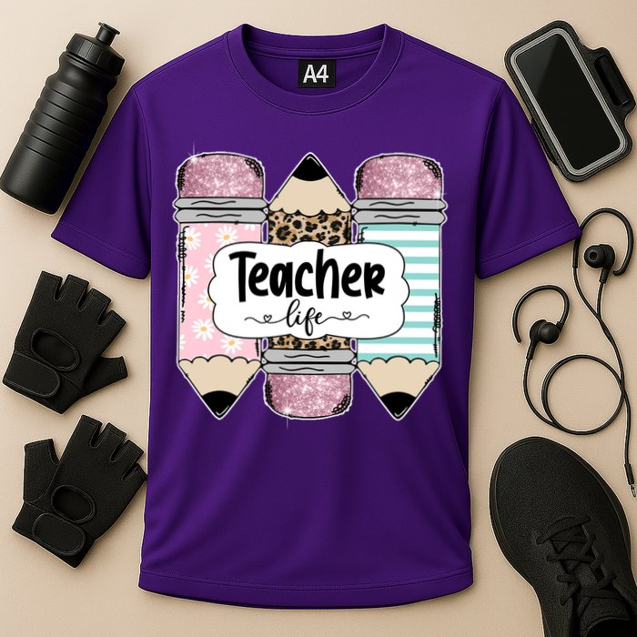 Teacher Life Pencil Back To School Performance Shirt