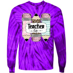 Teacher Life Pencil Back To School Tie-Dye Long Sleeve Shirt