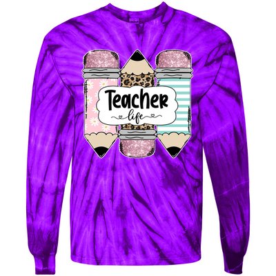 Teacher Life Pencil Back To School Tie-Dye Long Sleeve Shirt