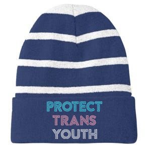 Transg Lgbt Pride Protect Transg Striped Beanie with Solid Band