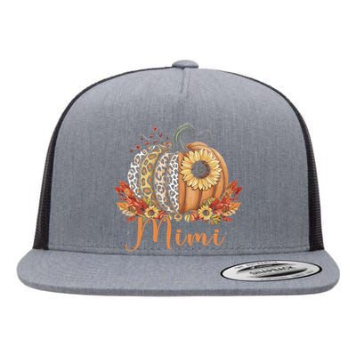 Thanksgiving Leopard Pumpkin And Sunflower Mimi Flat Bill Trucker Hat