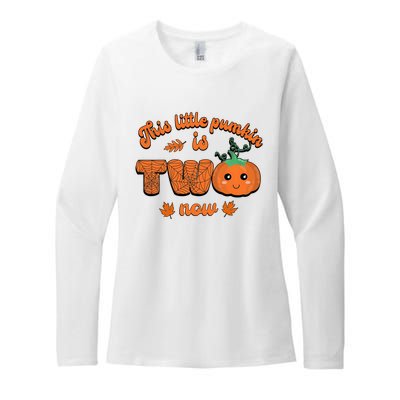 This Little Pumpkin Is Two Now Fall Birthday Funny Gift Womens CVC Long Sleeve Shirt