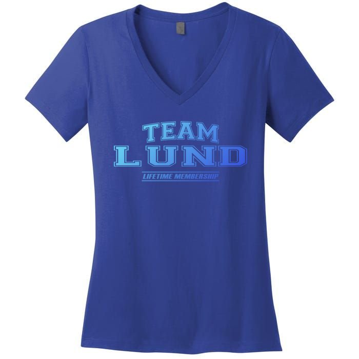 Team Lund Proud Family Surname Last Name Gift Cool Gift Women's V-Neck T-Shirt