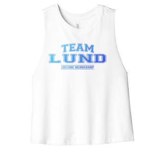 Team Lund Proud Family Surname Last Name Gift Cool Gift Women's Racerback Cropped Tank