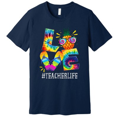 Teacher Love Pineapple Summer Funny Off Duty Tie Dye Premium T-Shirt