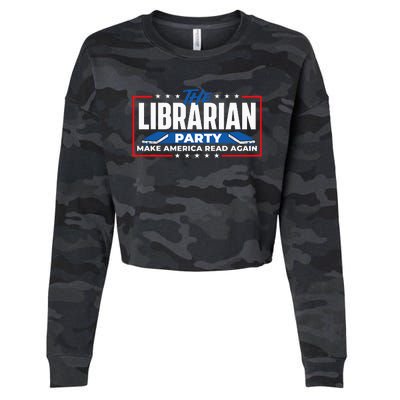 The Librarian Party Make America Read Again Bookworm Books Cropped Pullover Crew