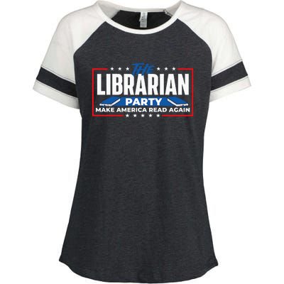 The Librarian Party Make America Read Again Bookworm Books Enza Ladies Jersey Colorblock Tee