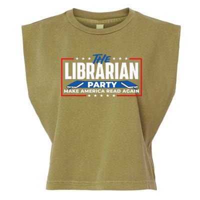 The Librarian Party Make America Read Again Bookworm Books Garment-Dyed Women's Muscle Tee