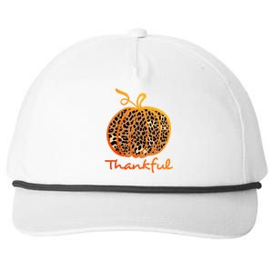 Thankful Leopard Pumpkin Graphic Thanksgiving Leopard Gift Snapback Five-Panel Rope Hat