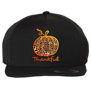 Thankful Leopard Pumpkin Graphic Thanksgiving Leopard Gift Wool Snapback Cap